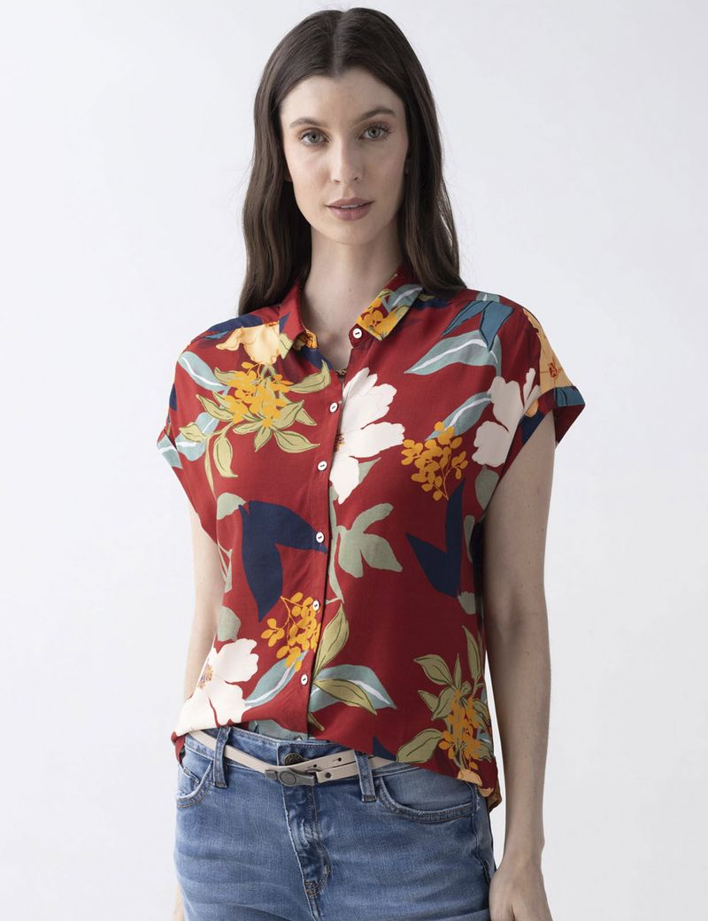 CAMISA-MUJER-MANGA-CORTA-ESPRIT-611D015-ROJO