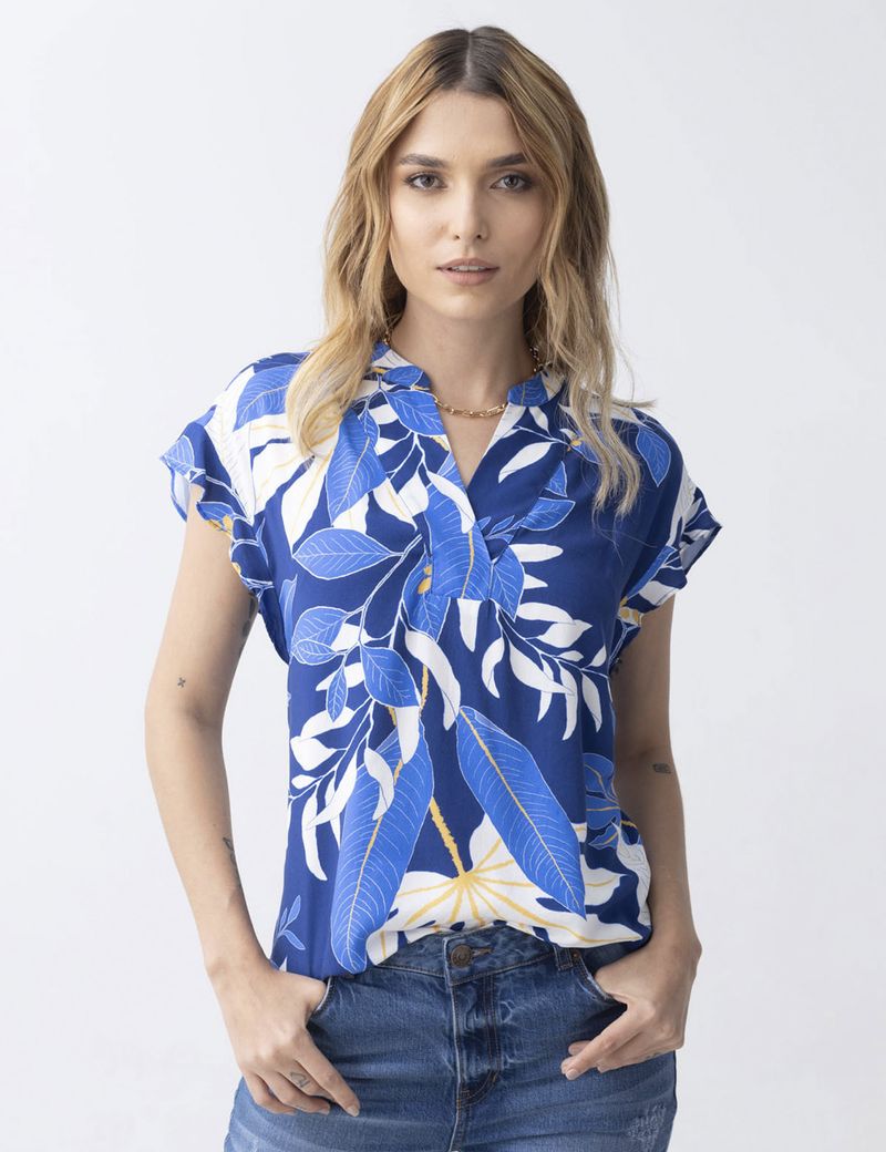 CAMISA-MUJER-MANGA-CORTA-ESPRIT-611D014-AZUL