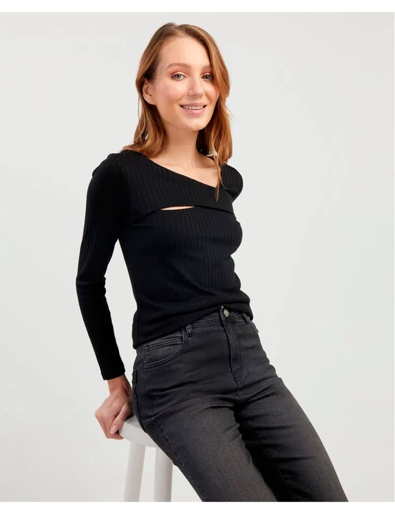 CAMISETA-MUJER-MANGA-LARGA-ESPRIT-901E024-NEGRO-2.JPG